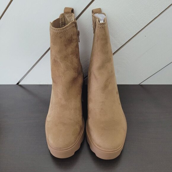 NWT Zodiac Teresa-Chelsea Faux Suede Platform Ankle Boots Chunky Heel Women 8.5 - Picture 4 of 9
